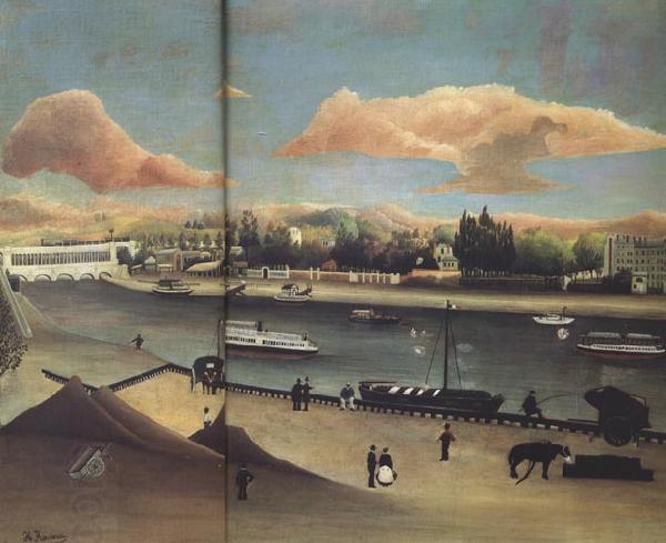 Henri Rousseau View of Point-du-Jour.Sunset oil painting picture